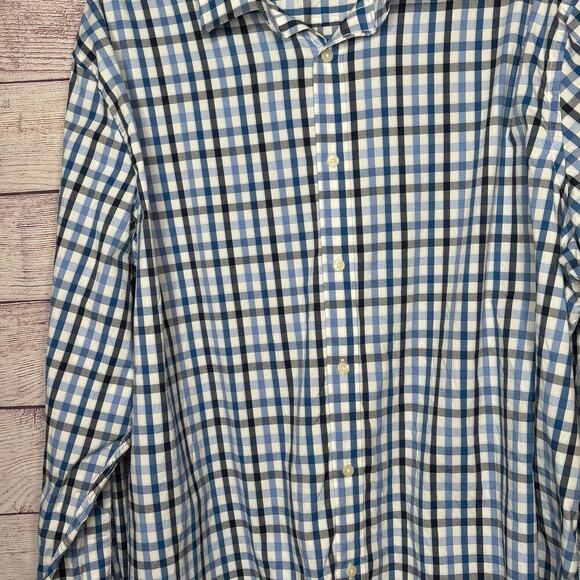 Untuck It Long Sleeve Blue Plaid Gingham Button Down Shirt Size XXXLC - Picture 9 of 11